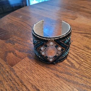 NEW Teal beaded cuff bracelet